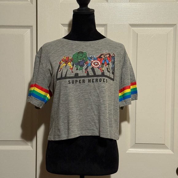 Marvel Gray Cropped Graphic Tee - Picture 1 of 4